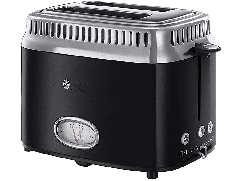 RUSSELL HOBBS 21681-56 RETRO CLASSIC NOIR KOMPAKT-TOASTER Toaster Schwarz/Edelstahl (1300 Watt, Schlitze: 2)