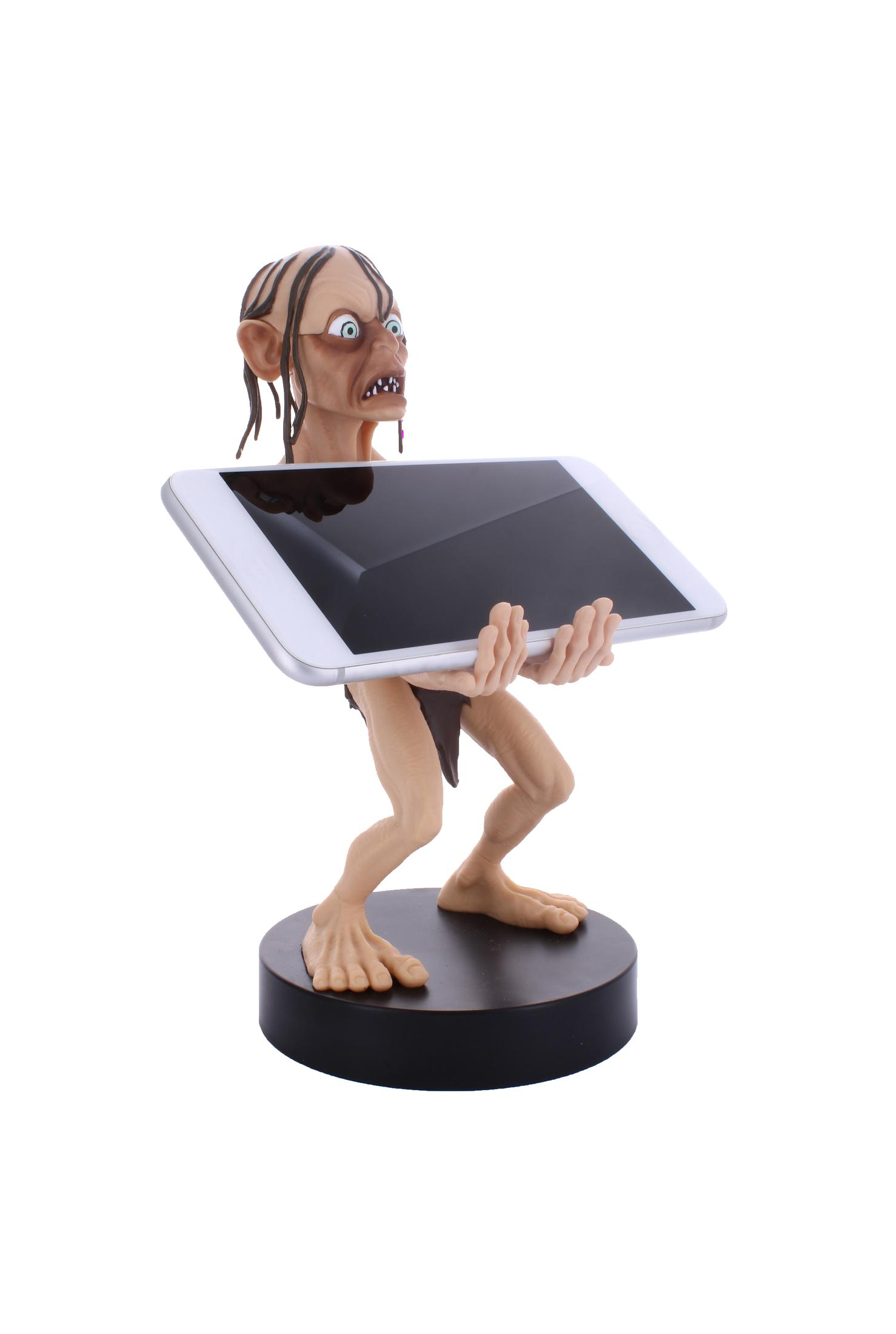 Figurina di Gollum che tiene un tablet. Il personaggio è bianco, con base nera.