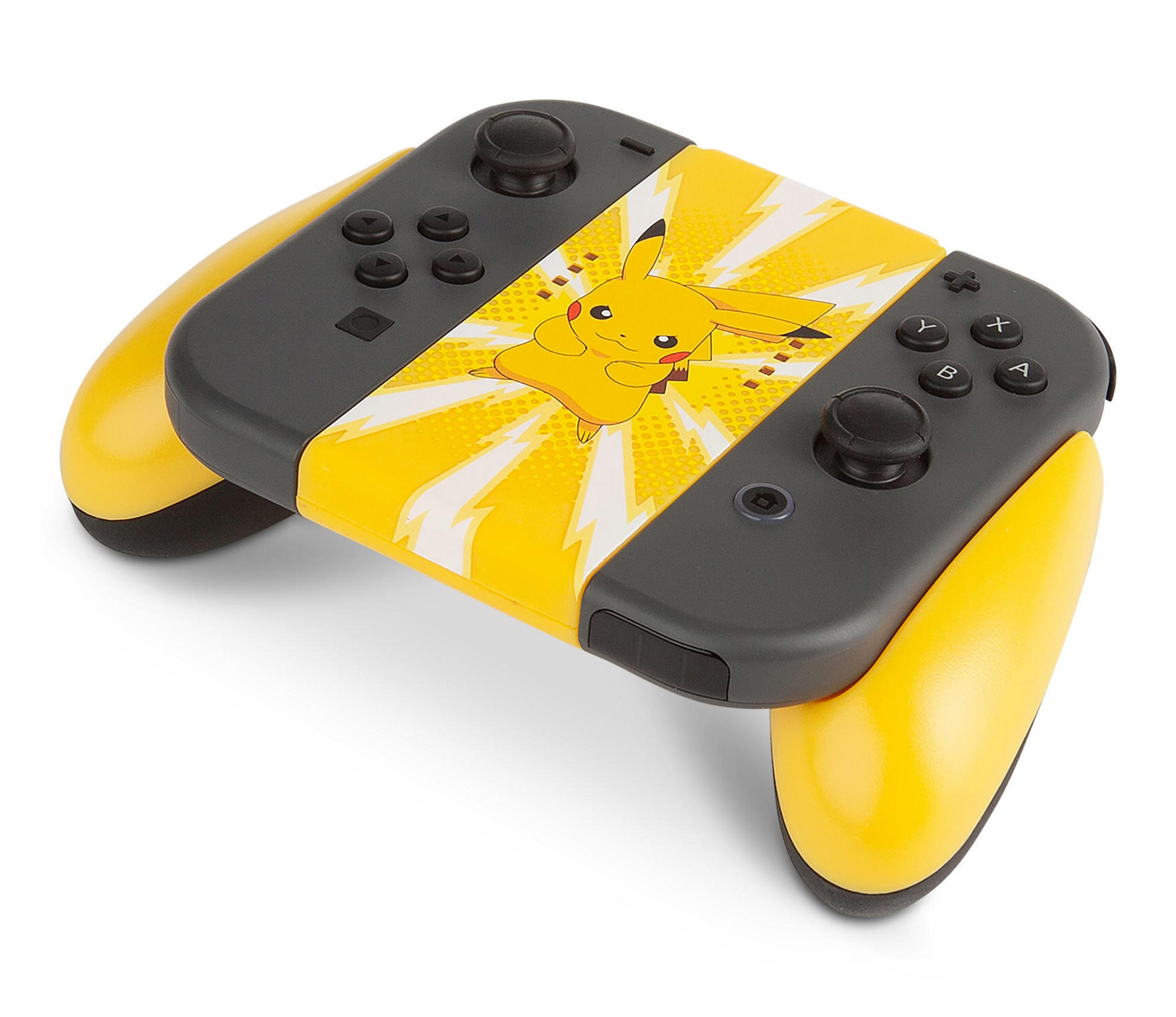 Gelb-grauer Nintendo Switch Joy-Con Controller mit Pikachu-Grafik.