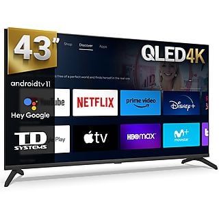 TV QLED 43" - TD SYSTEMS PRIME43C19GLQ Hey Google, UHD 4K, Arm Cortex A55x4, Smart TV, DVB-T2 (H.265), Negro