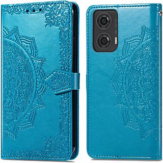 IMOSHION Mandala Bookcase Telefoonhoesje voor Motorola Motorola Moto G04, Motorola Moto G24 Turquoise