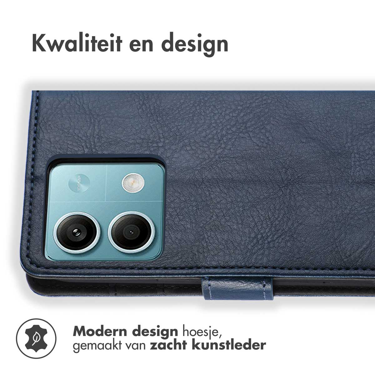 IMOSHION Luxe Bookcase - Geschikt voor Xiaomi Redmi Note 13 (5G) - Telefoonhoesje voor Xiaomi Xiaomi Redmi Note 13 (5G) Donkerblauw