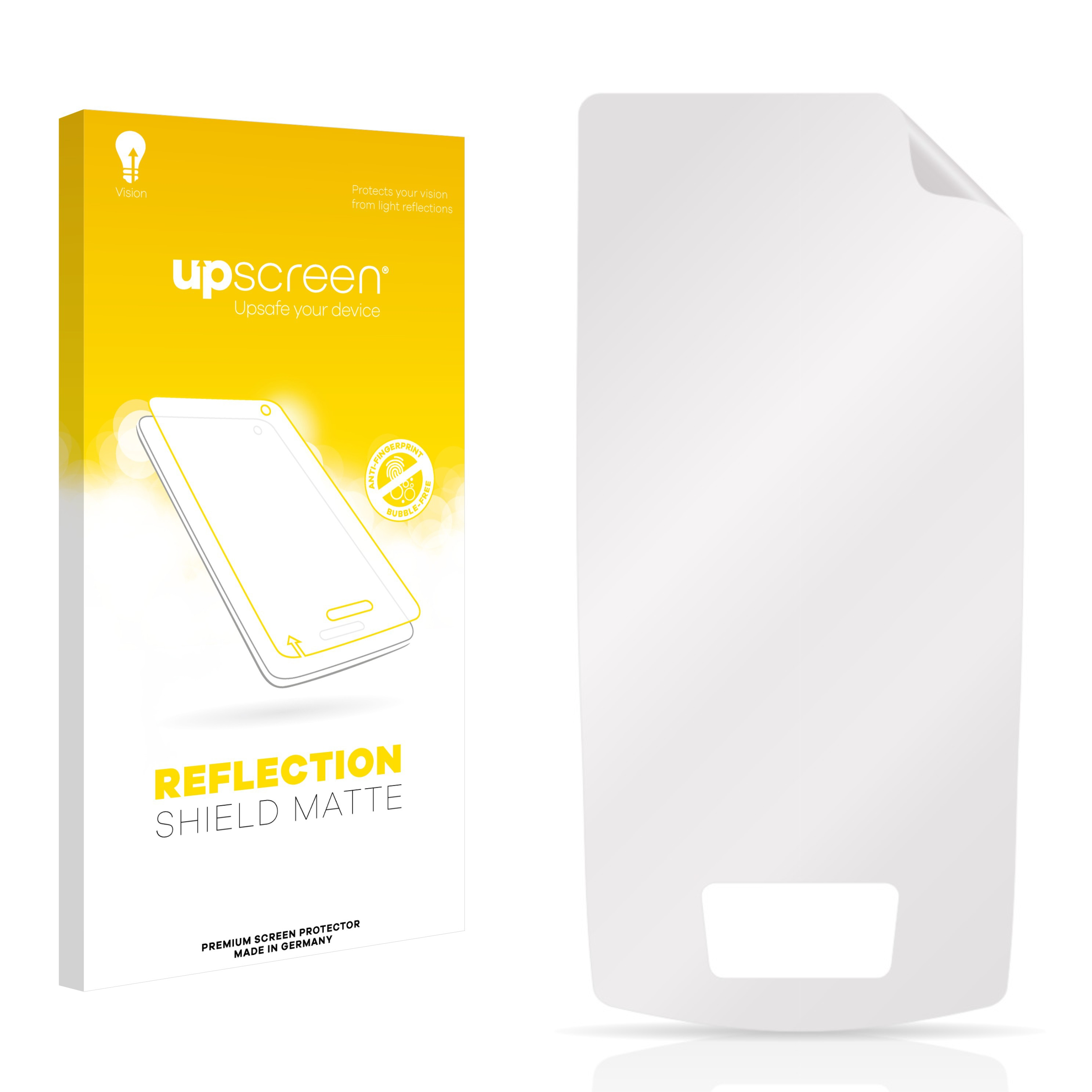 Displayschutzfolien-Verpackung und -Schutzfolie. Weiße Verpackung mit Telefonumriss und klarer Folie.
