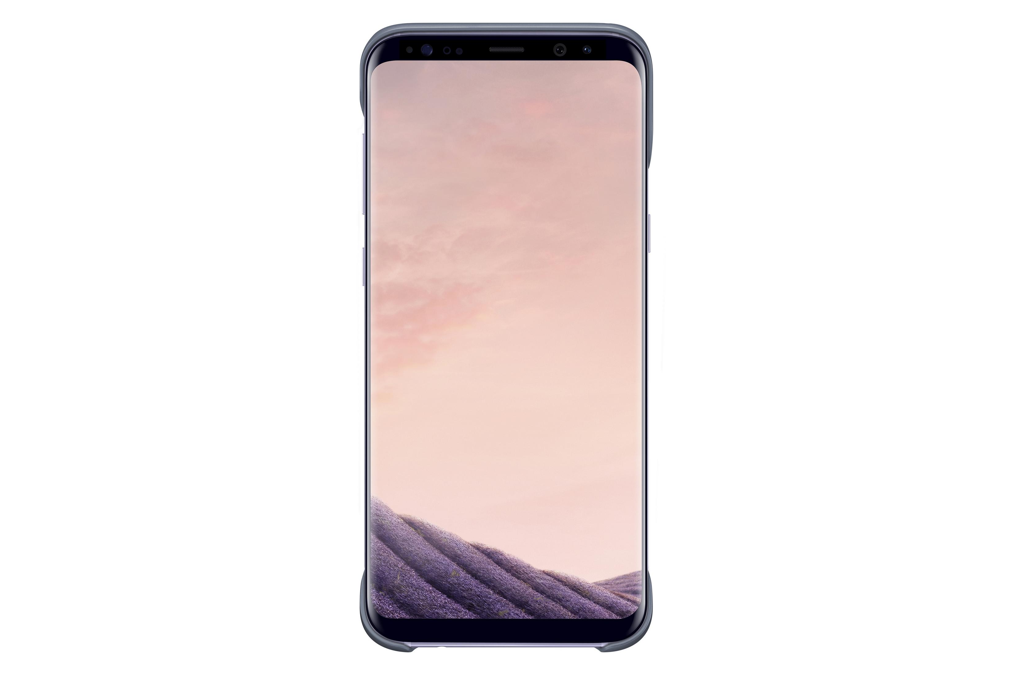 Un teléfono inteligente con una pantalla que muestra un paisaje. El teléfono está en una funda azul.