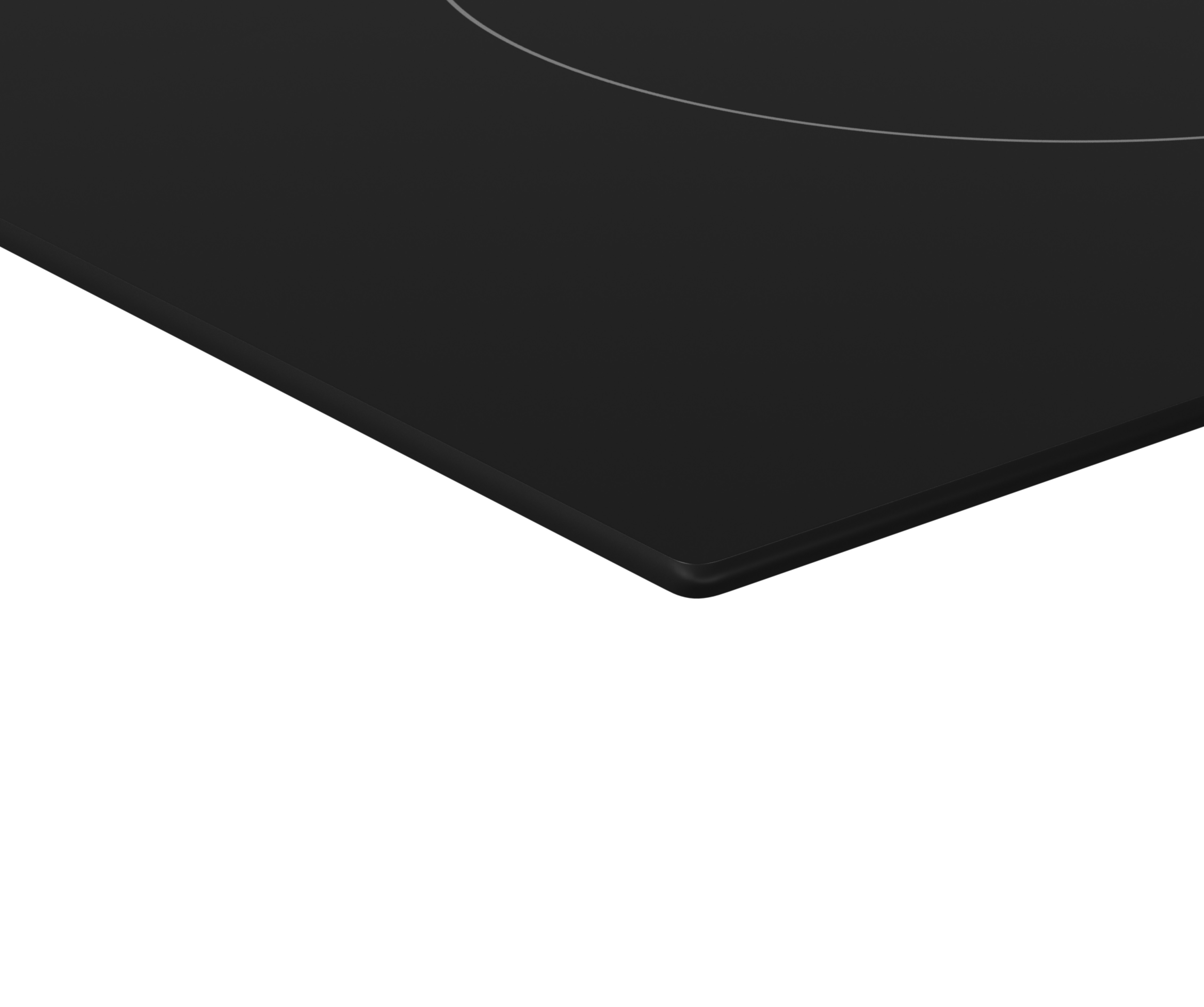 Close-up of a black, glossy, square surface, possibly a stovetop.