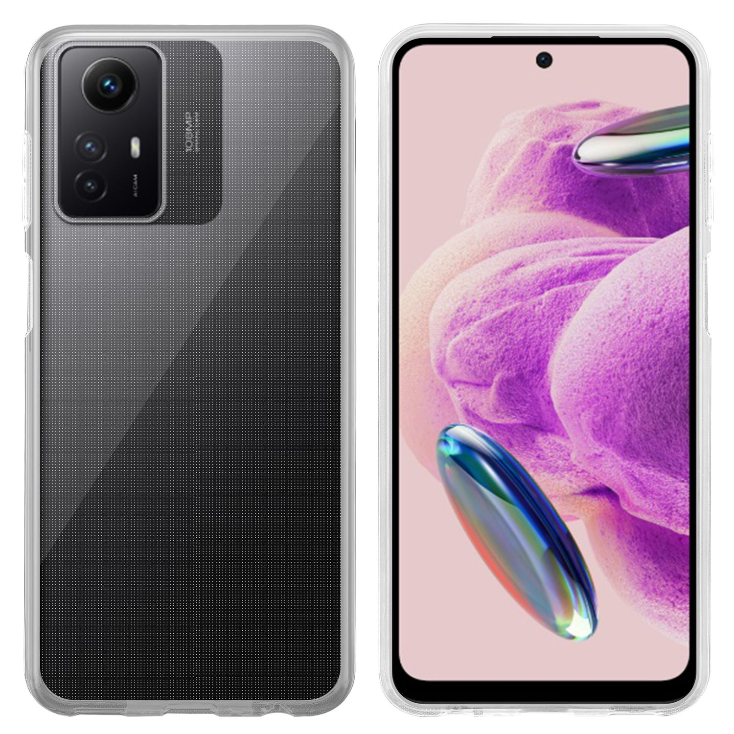 Due custodie per telefono. Uno con un telefono con fotocamera. L'altro con schermo visibile.
