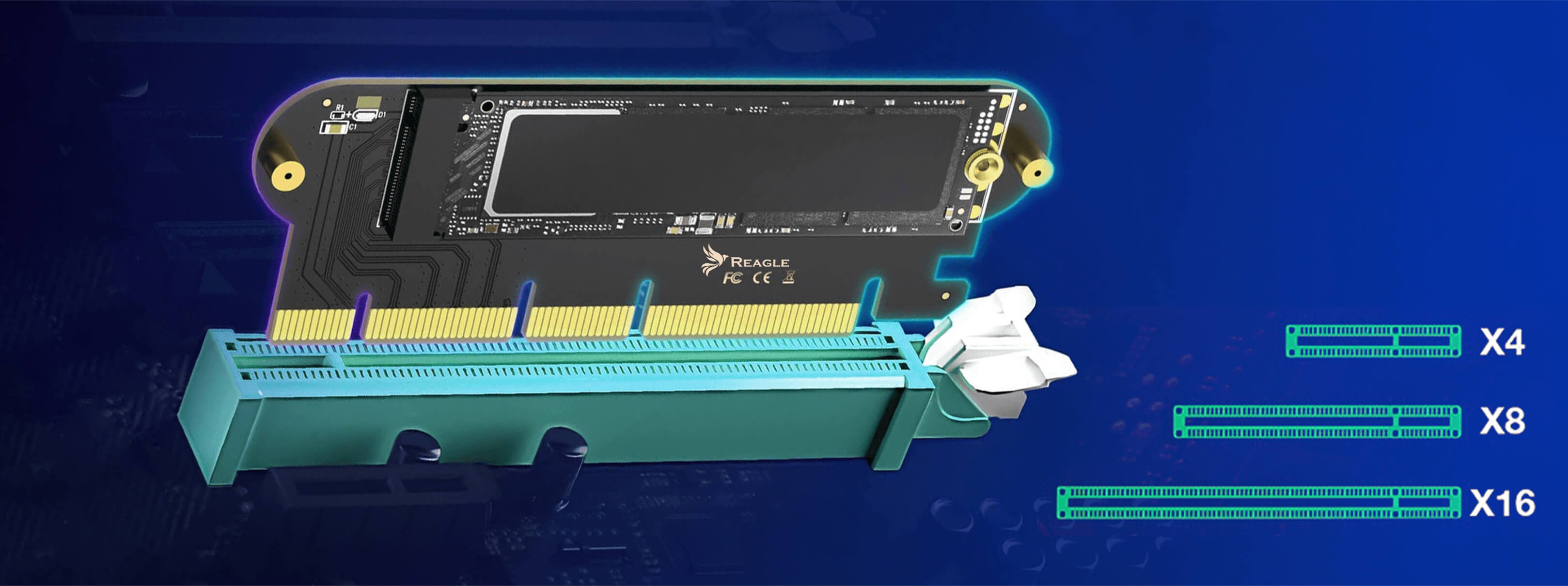 Komponent komputera: zielona i czarna karta z gniazdami i czarnym elementem.