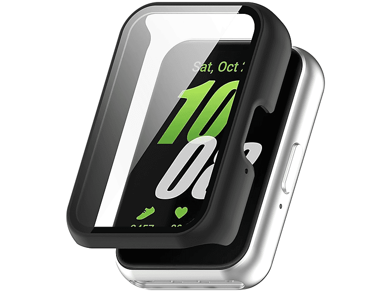 WIGENTO Kunststoff Design Hülle + H9 Hart Glas Watch Schutz Hülle (für Samsung Galaxy Fit 3)