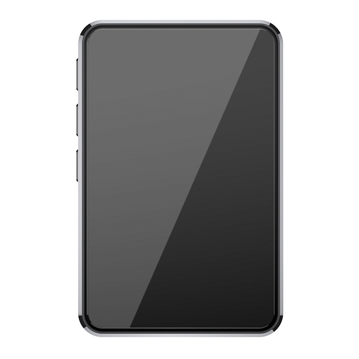 Małe, czarne, prostokątne urządzenie, prawdopodobnie przenośny odtwarzacz multimedialny.