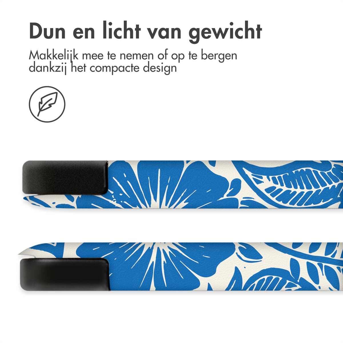 Two phone cases, blue floral pattern on white background.