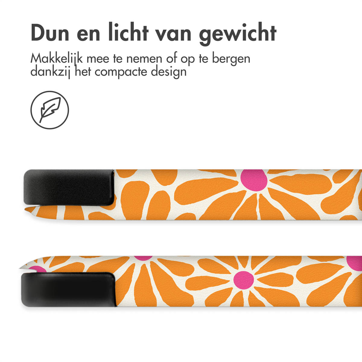 Deux coques de téléphone, motif floral orange sur fond blanc.