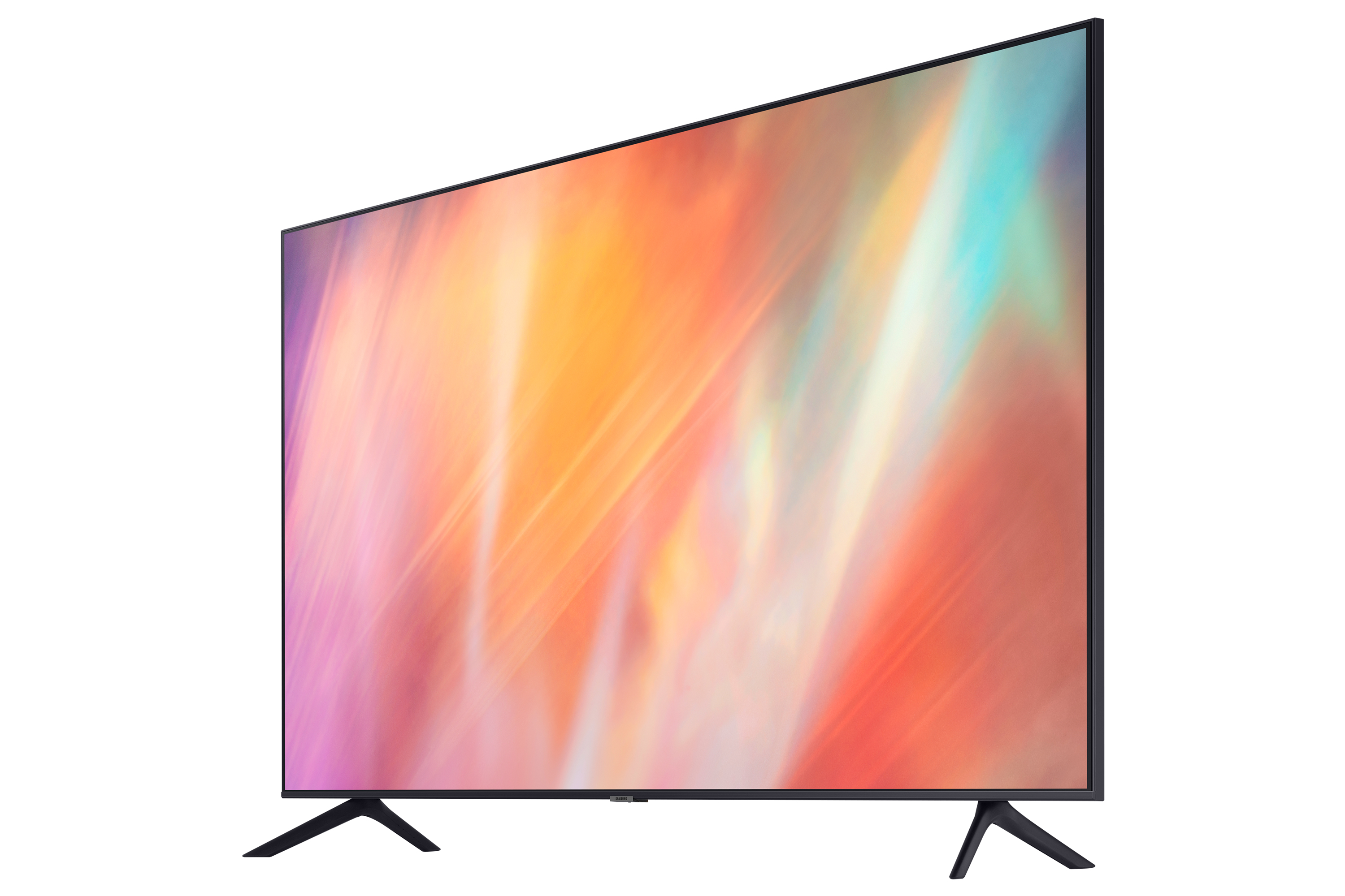 Pantalla de TV con colores vibrantes mostrando arte abstracto.