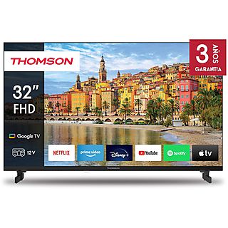 TV LED 32" - THOMSON Google TV 32" FHD 12V, Full-HD, Smart TV, DVB-T2 (H.265), Negro