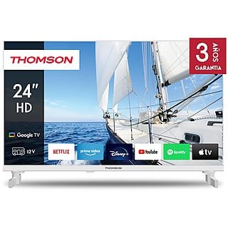 TV LED 24" - THOMSON Google TV 24" HD 12V, HD, Smart TV, DVB-T2 (H.265), Blanco