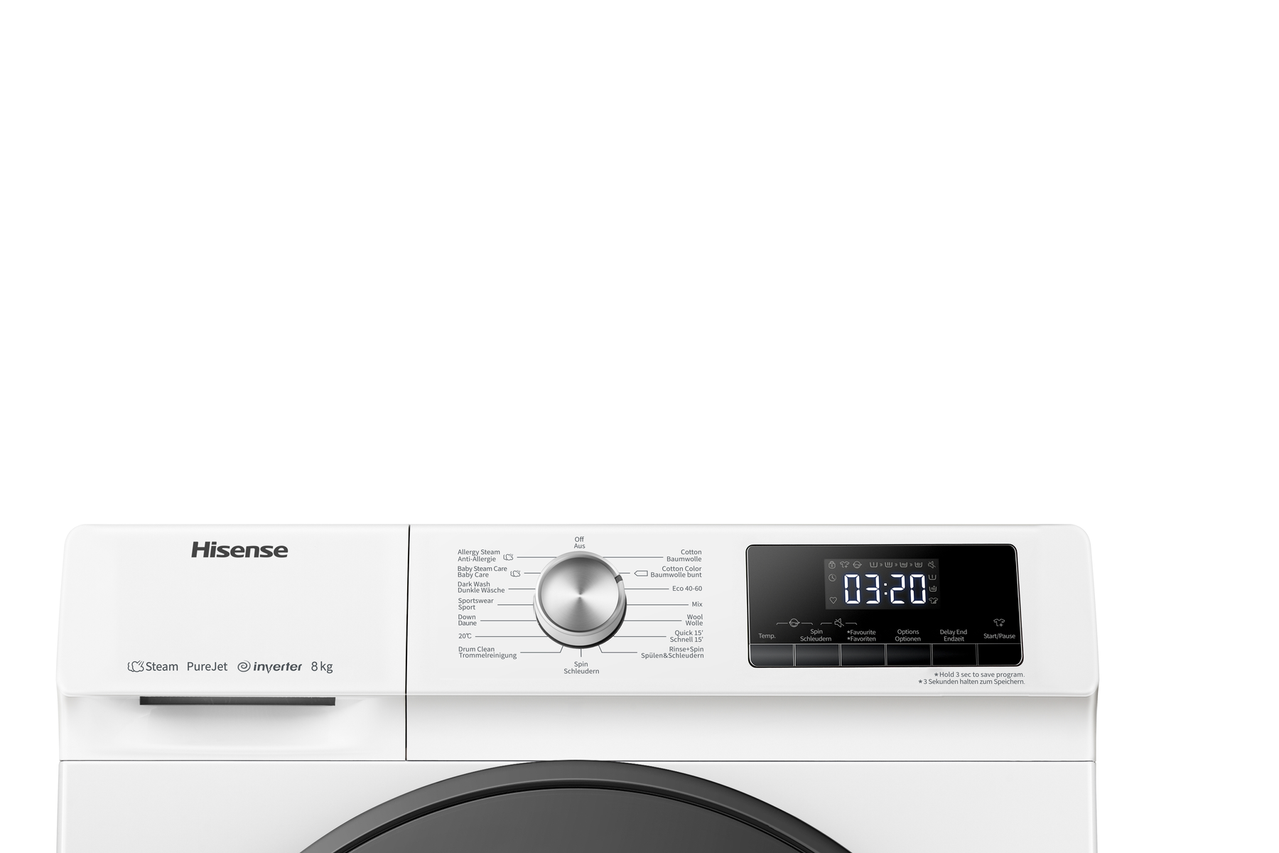 HISENSE WFQA8014EVJM LAVATRICE, Caricamento frontale, 8 kg, 11 programmi, Profondità 540 mm, Giri 1400 rpm, BIANCO, livello rumorosità centrifuga 72 dB(A), Classe A