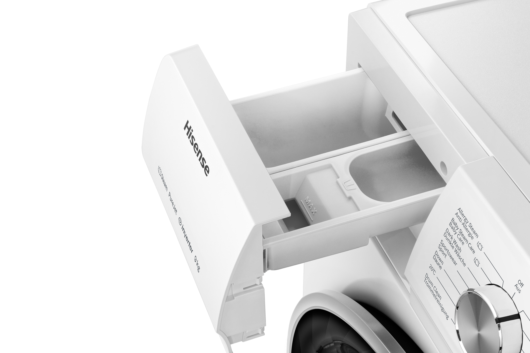 HISENSE WFQA9014EVJM LAVATRICE, Caricamento frontale, 9 kg, 12 programmi, Profondità 610 mm, Giri 1400 rpm, BIANCO, livello rumorosità centrifuga 72 dB(A), Classe A