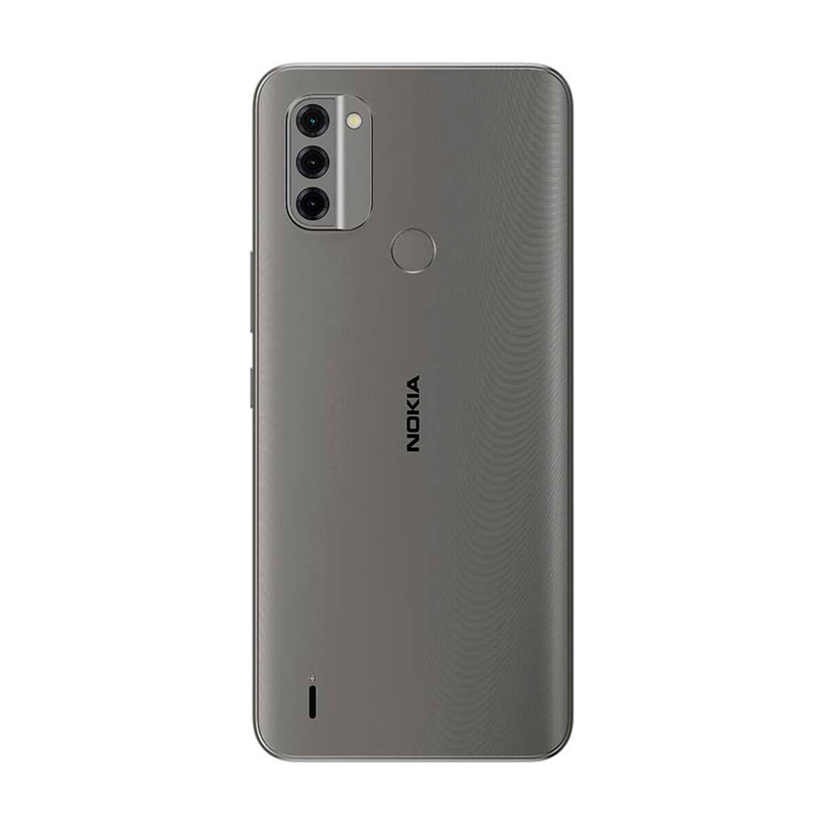Ein graues Nokia-Telefon. Die Rückseite hat drei Kameras und ein 'Nokia'-Logo. Schwarzer Hintergrund.