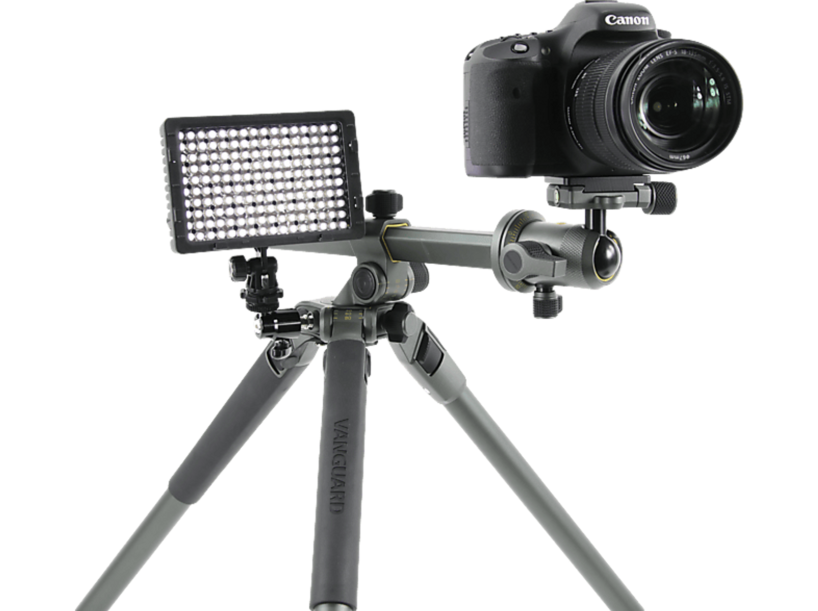 Aparat na statywie z panelem świetlnym.