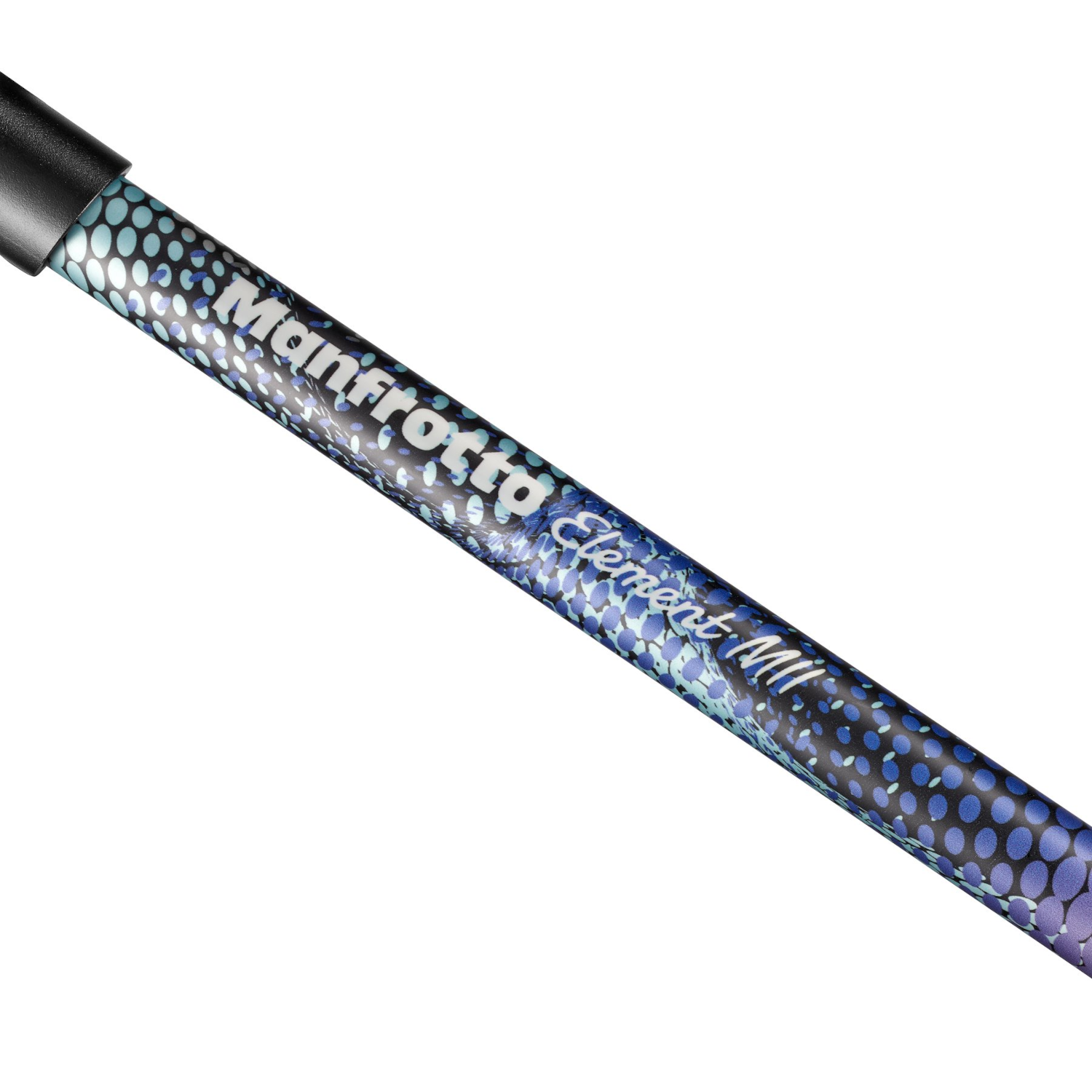 Zbliżenie nogi statywu z nazwą marki i wzorem.