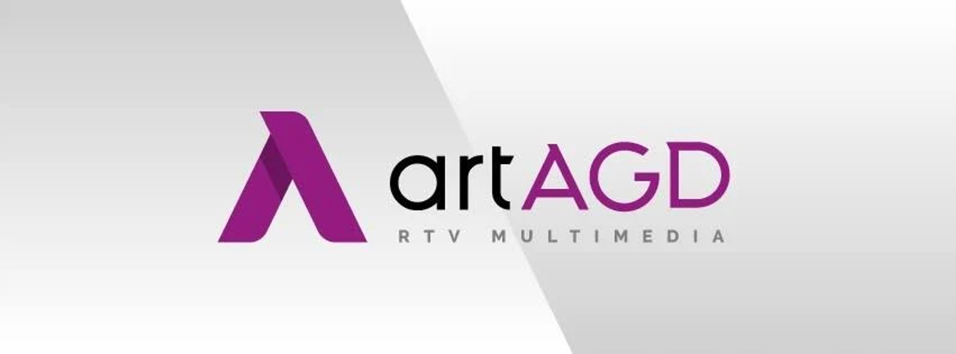 Logo artAGD, z fioletowym stylizowanym A i tekstem 'artAGD RTV MULTIMEDIA'.