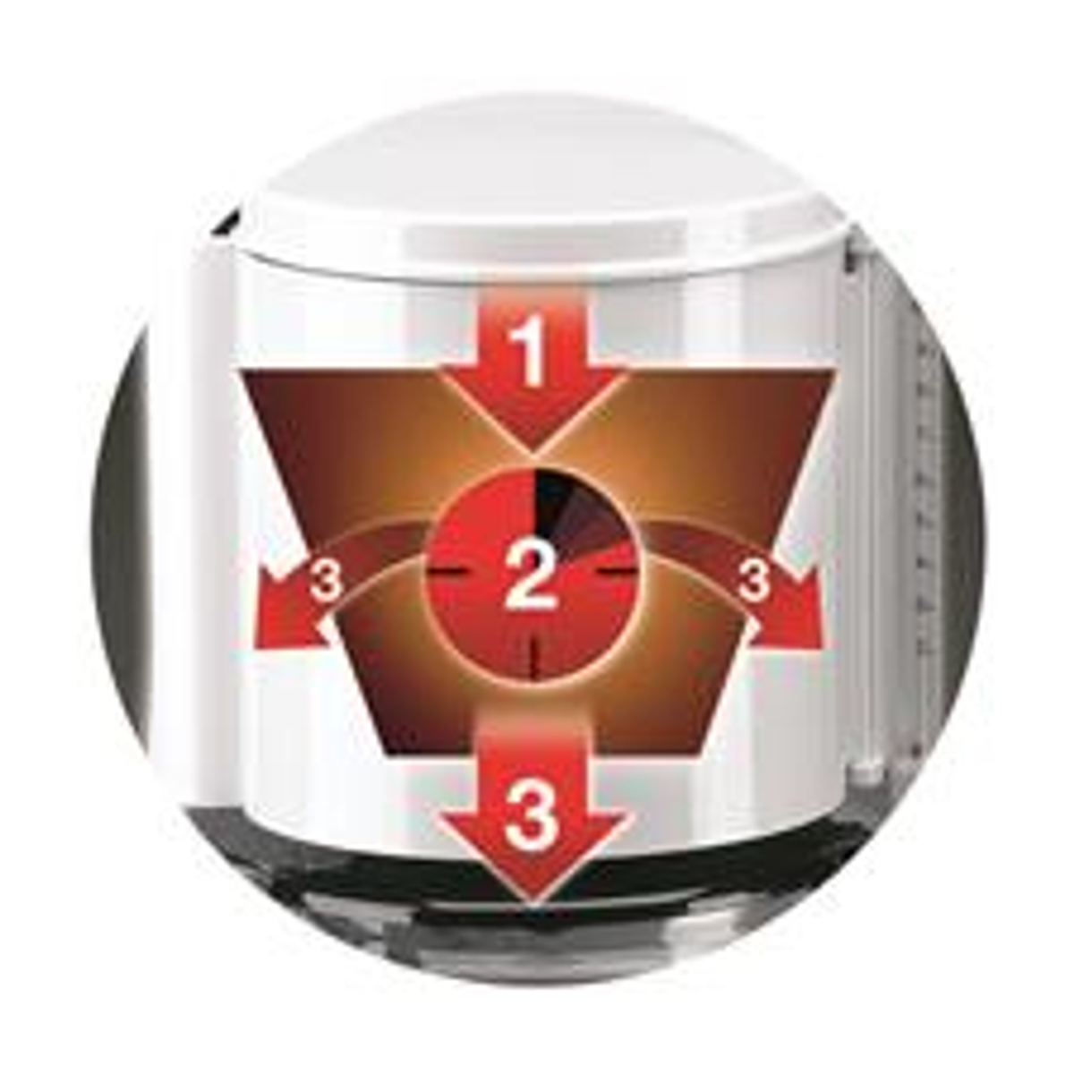 Schemat zbliżeniowy pokazuje rozkład ciepła w ekspresie do kawy.