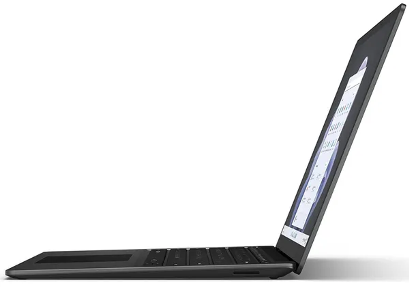 Ein schwarzer Laptop mit geöffnetem Bildschirm, der eine Webseite zeigt.