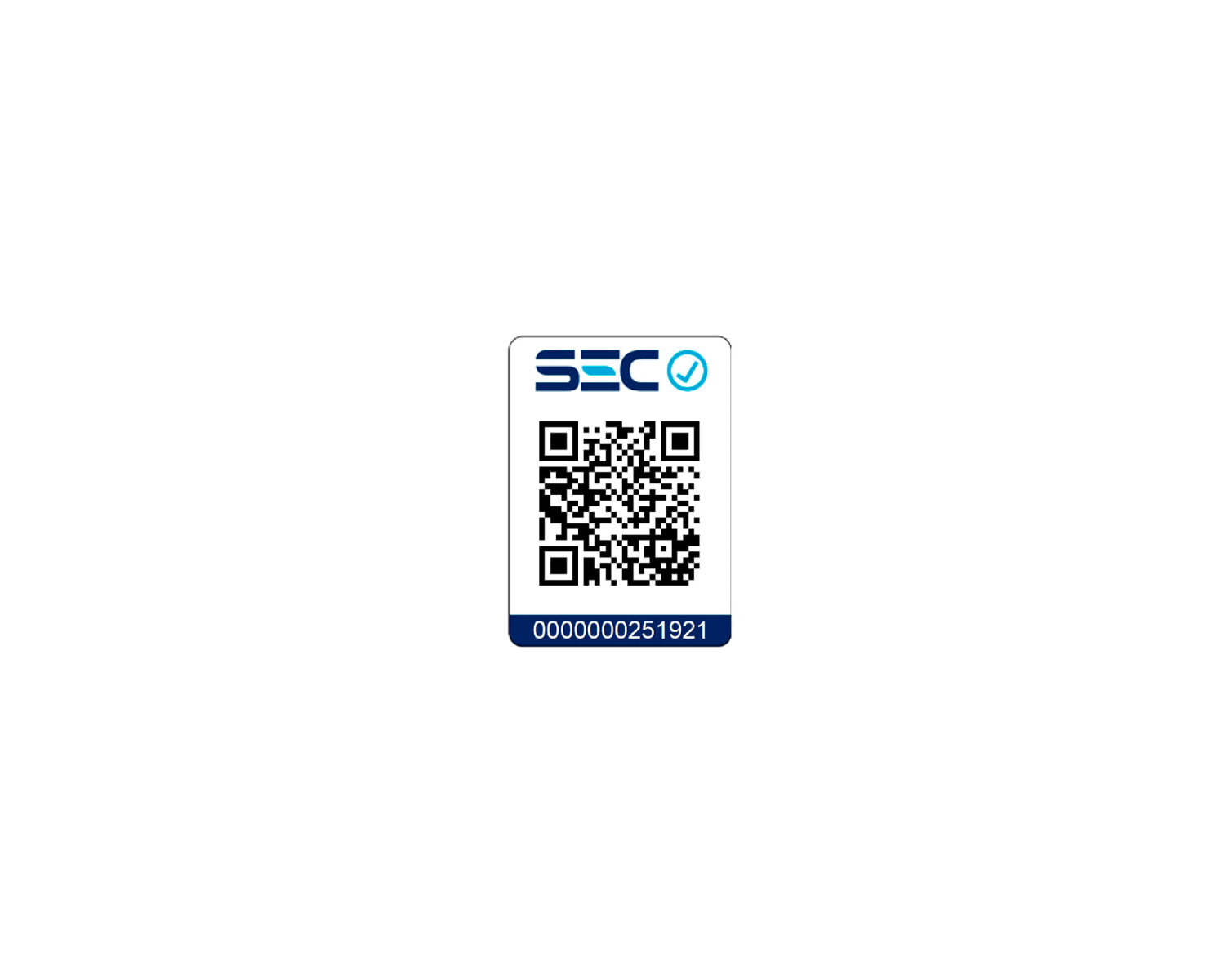 Una etiqueta blanca con un código QR negro y el texto '000000251921' en la parte inferior.