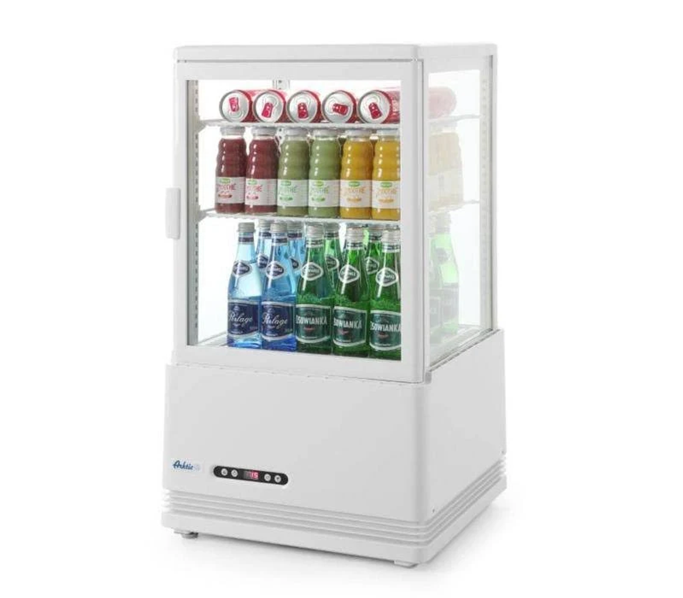 Ein weißer Kühlschrank mit Getränken.