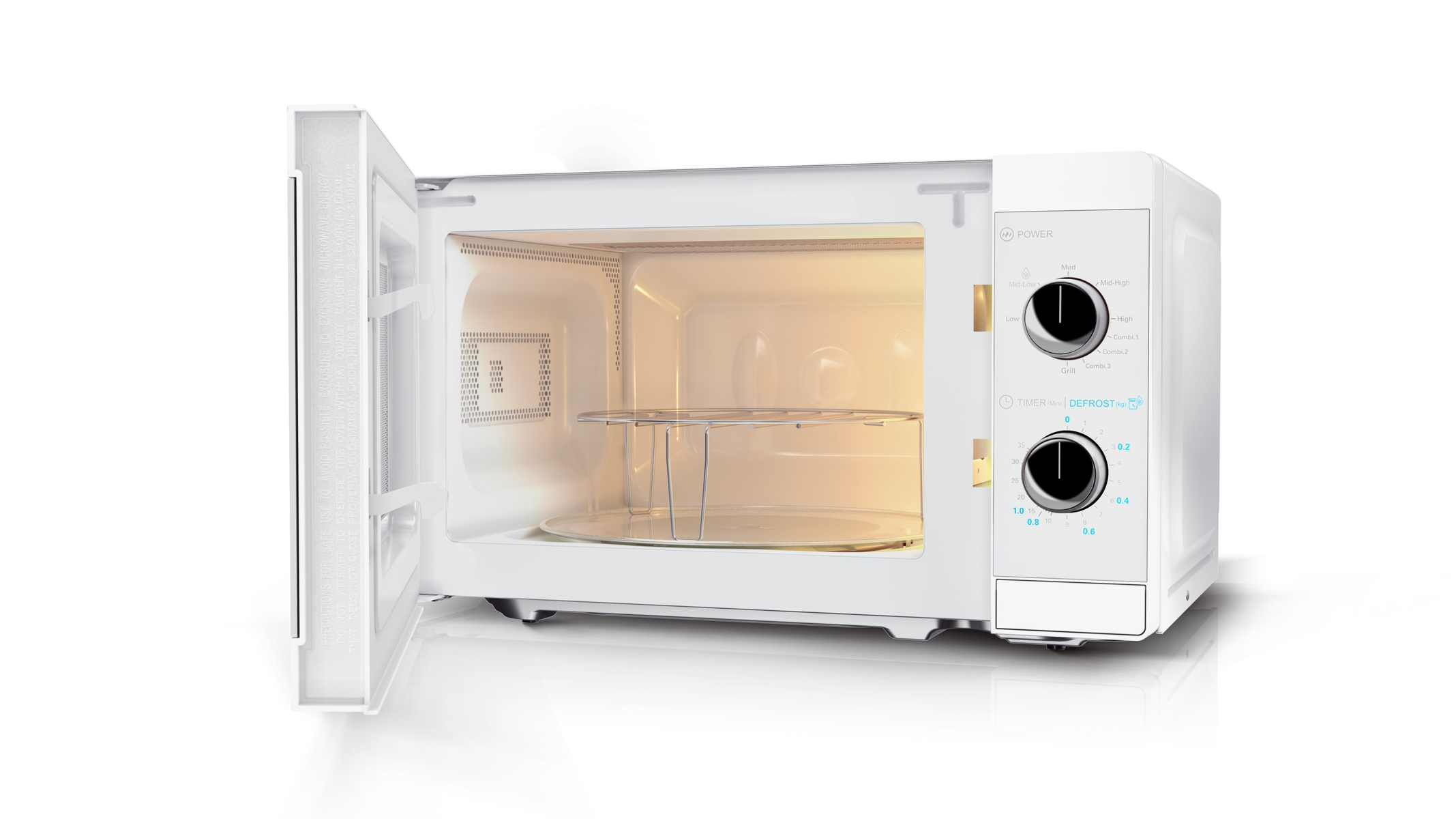 Microonde+grill SHARP YC-MG01E-C, capacità 20 l, potenza microonde max 800 W, Funzione grill, Potenza grill 1000 W, 5 livelli di potenza, Bianco