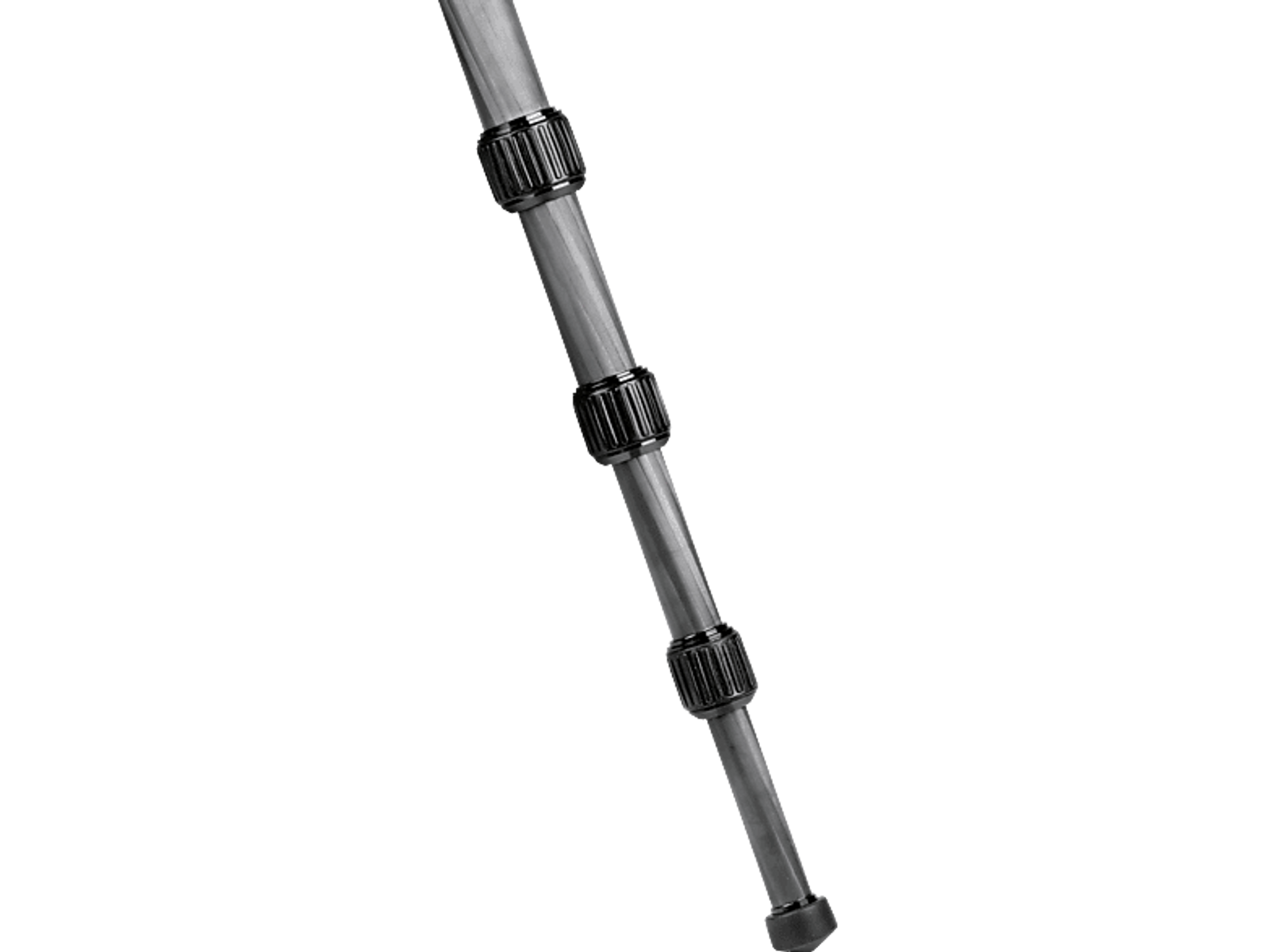 Czarny odcinek nogi statywu. Noga ma wiele punktów blokowania na czarnym tle.