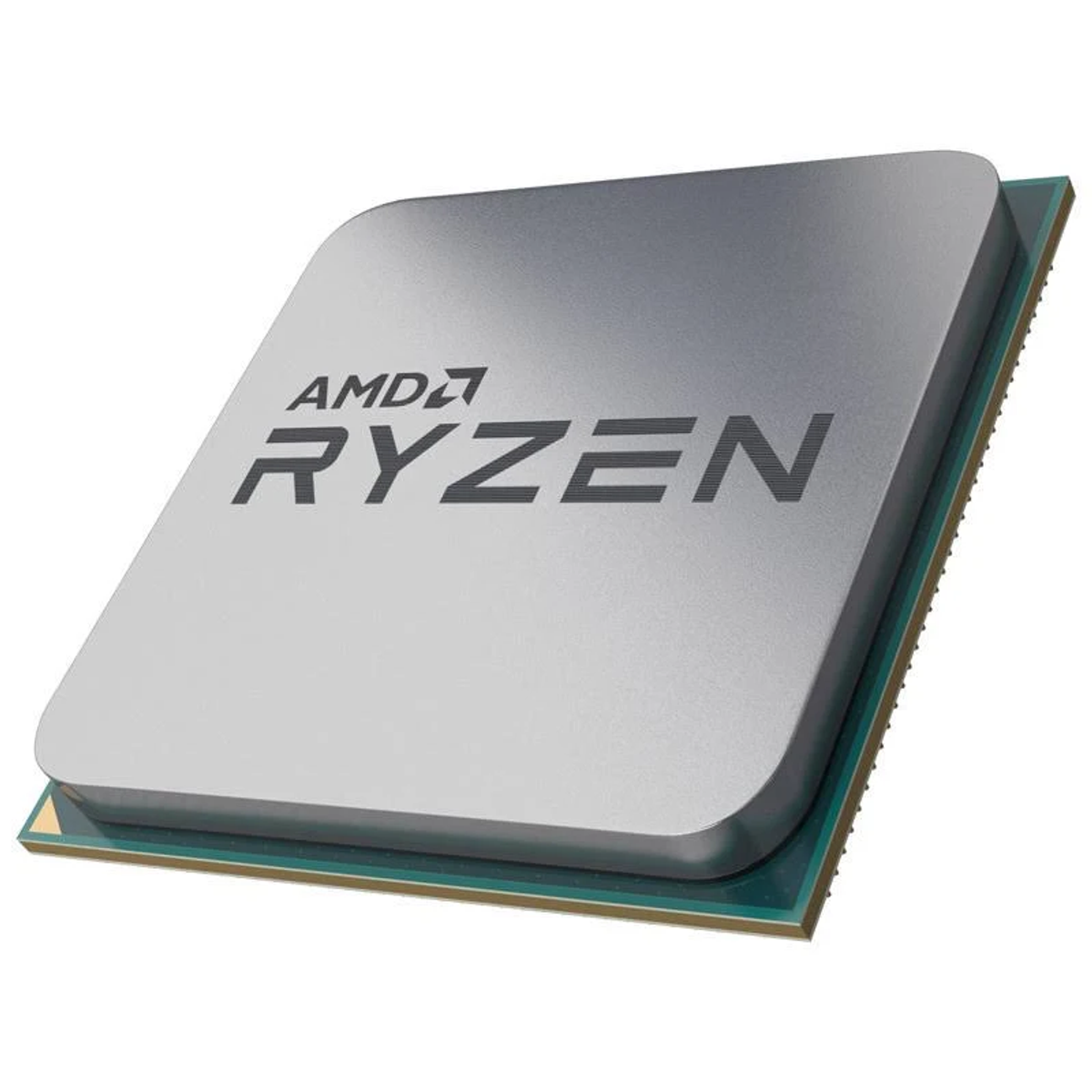 AMD Ryzen CPU auf grüner Platine, mit Ryzen-Logo.