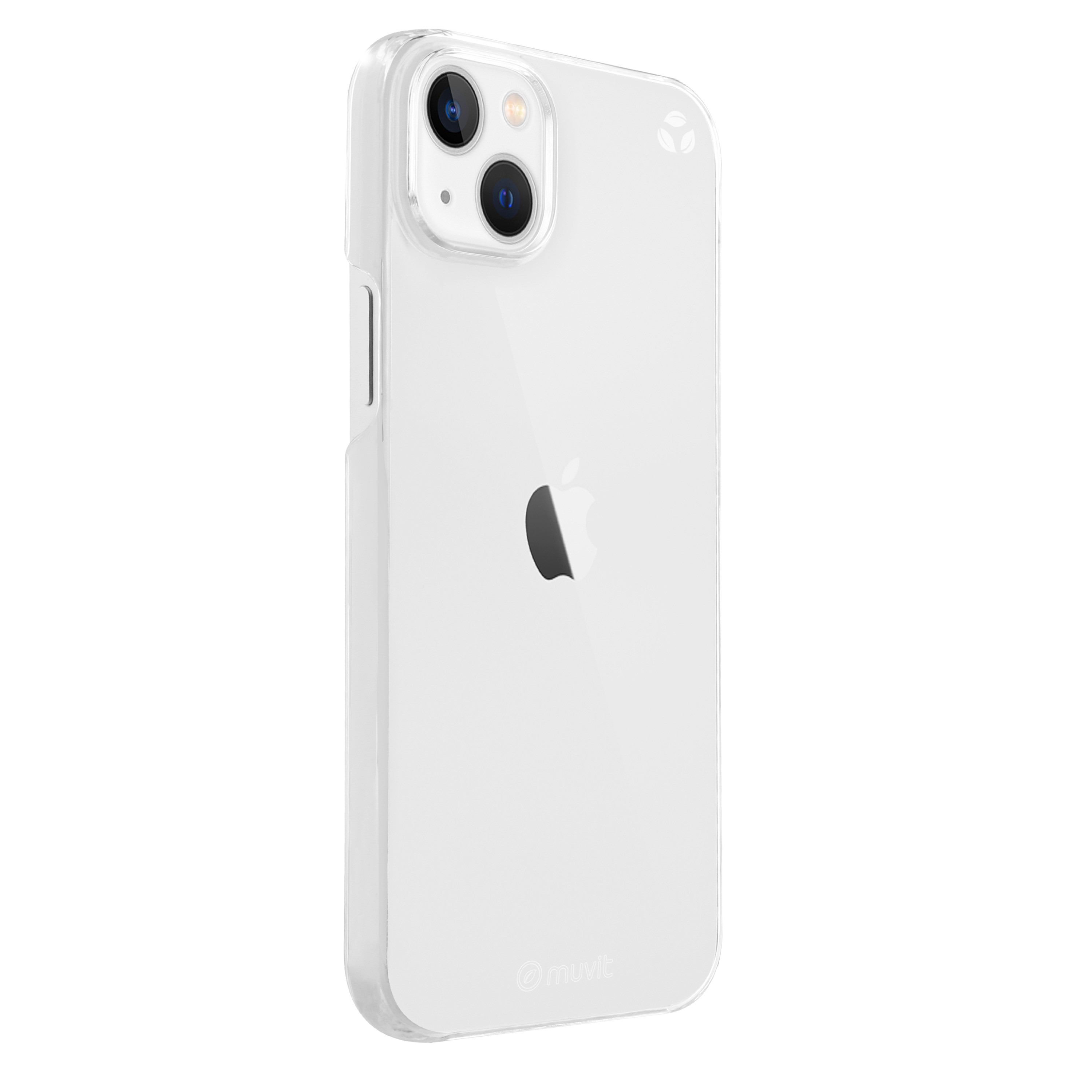 Un iPhone dentro de una funda transparente. La parte trasera del teléfono es visible.