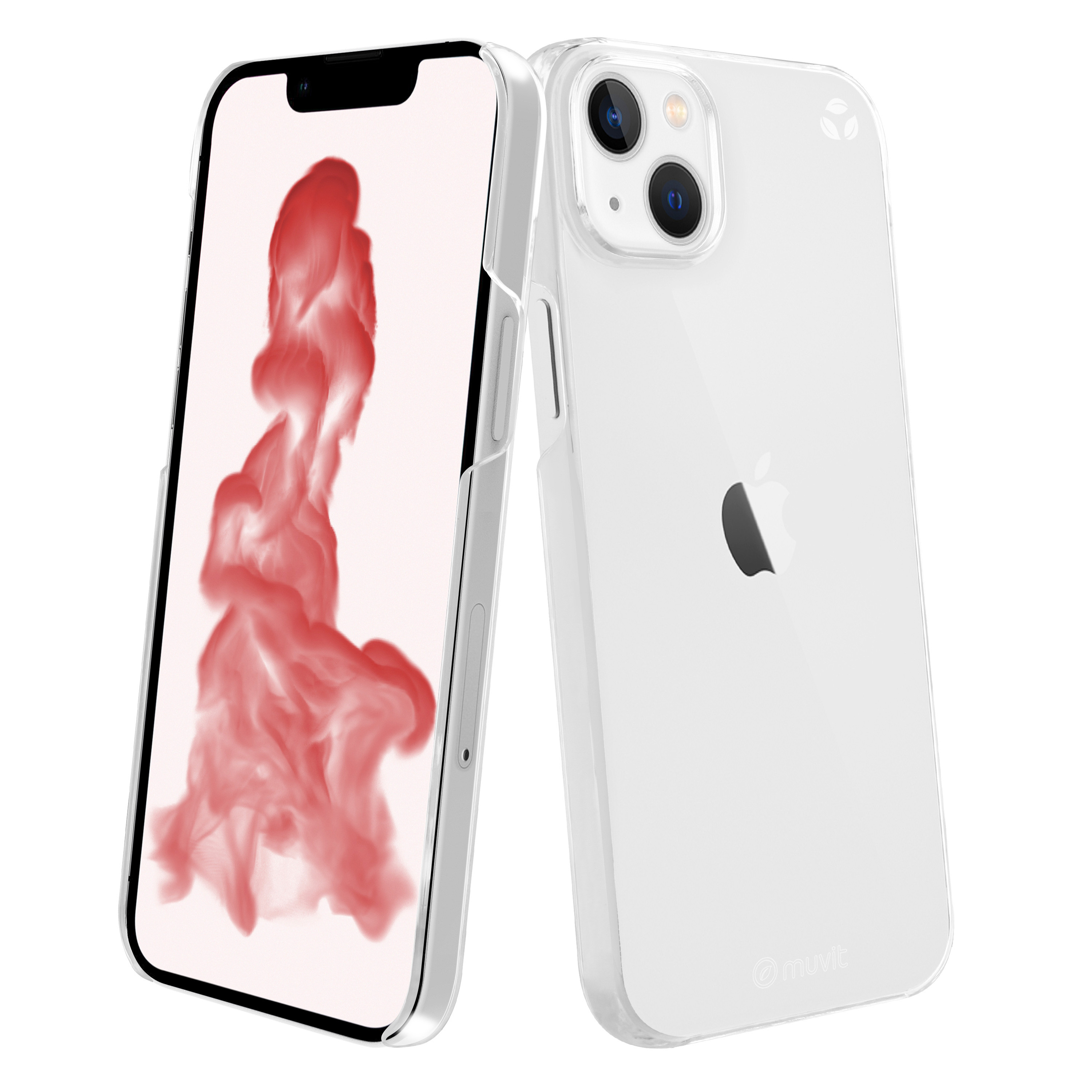 Dos fundas blancas para iPhone con un teléfono dentro, una muestra un diseño rosa.
