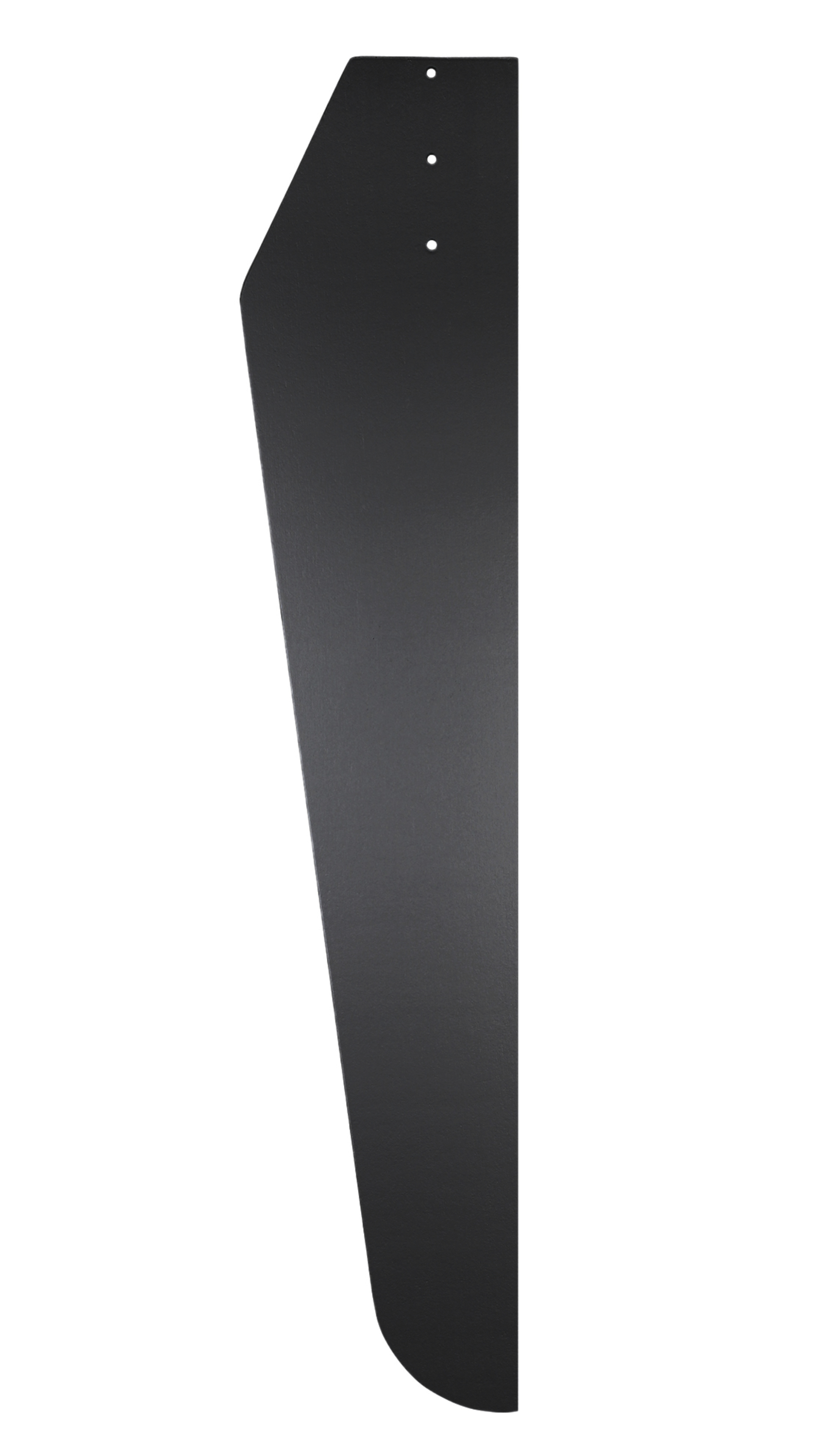 Schwarzes, großes, flaches Panel. Scheint Teil einer größeren Struktur zu sein, auf weißem Hintergrund.