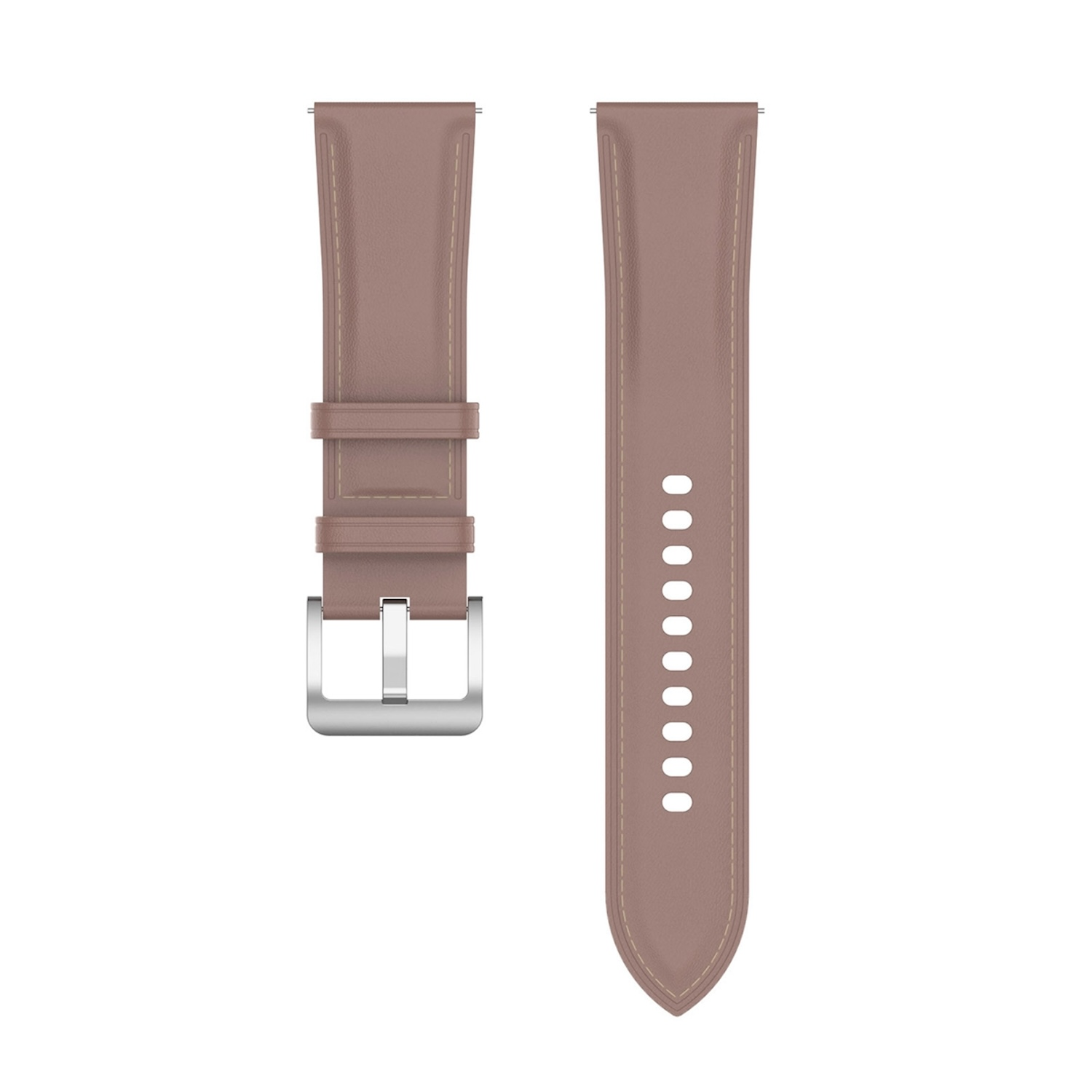 Armbänder in Rosé. Eines hat eine silberne Schnalle, das andere Löcher.