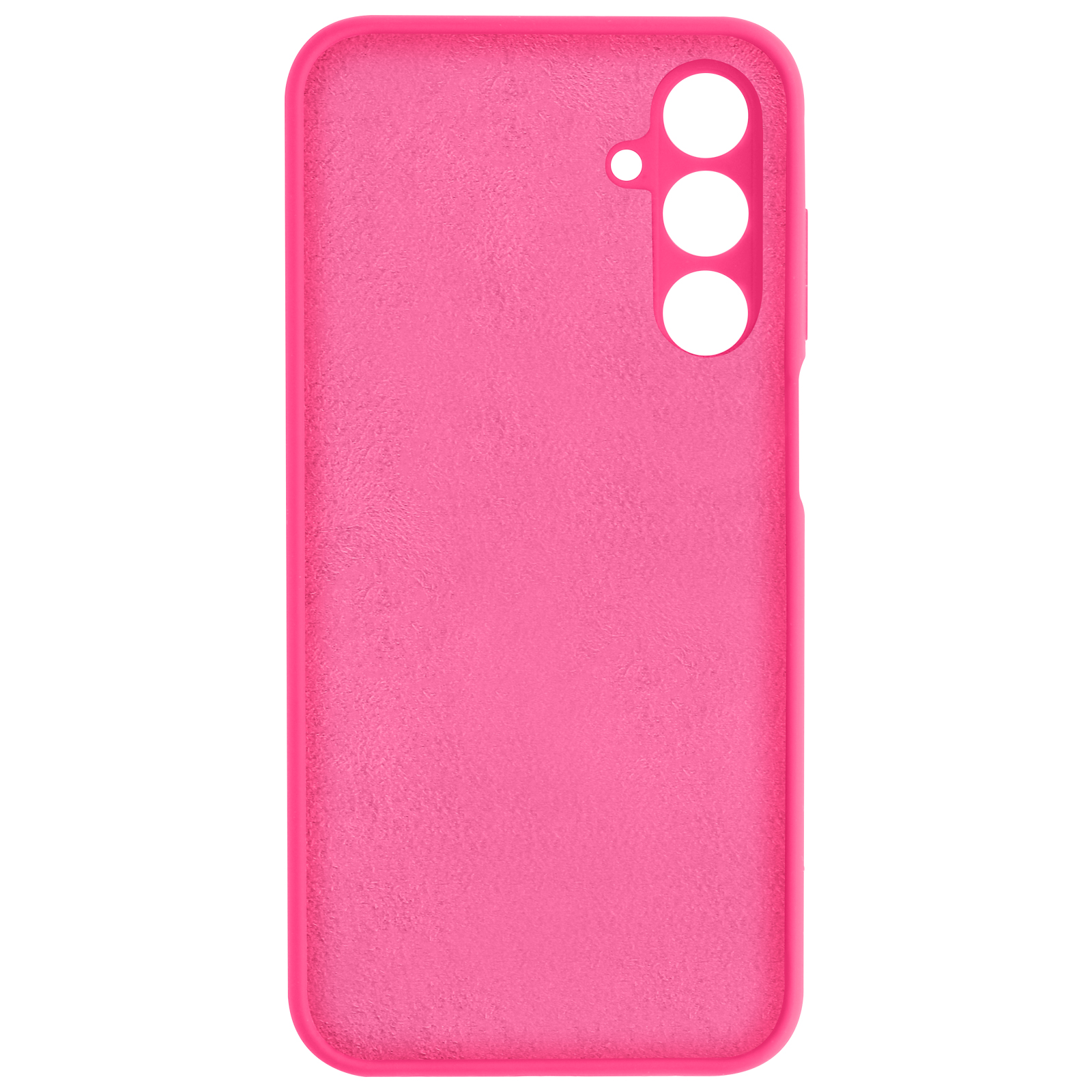Coque de téléphone rose avec trous pour caméra. Vue de dessus.
