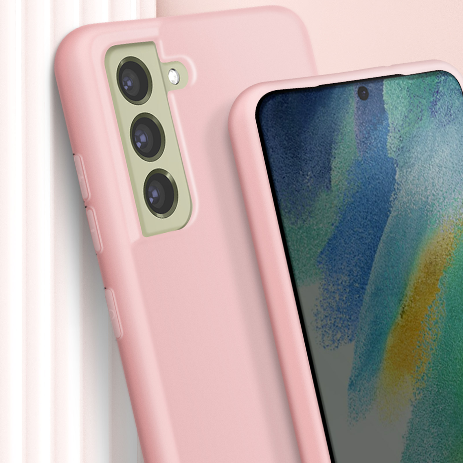 Due custodie rosa per telefono, una con schermo visibile.