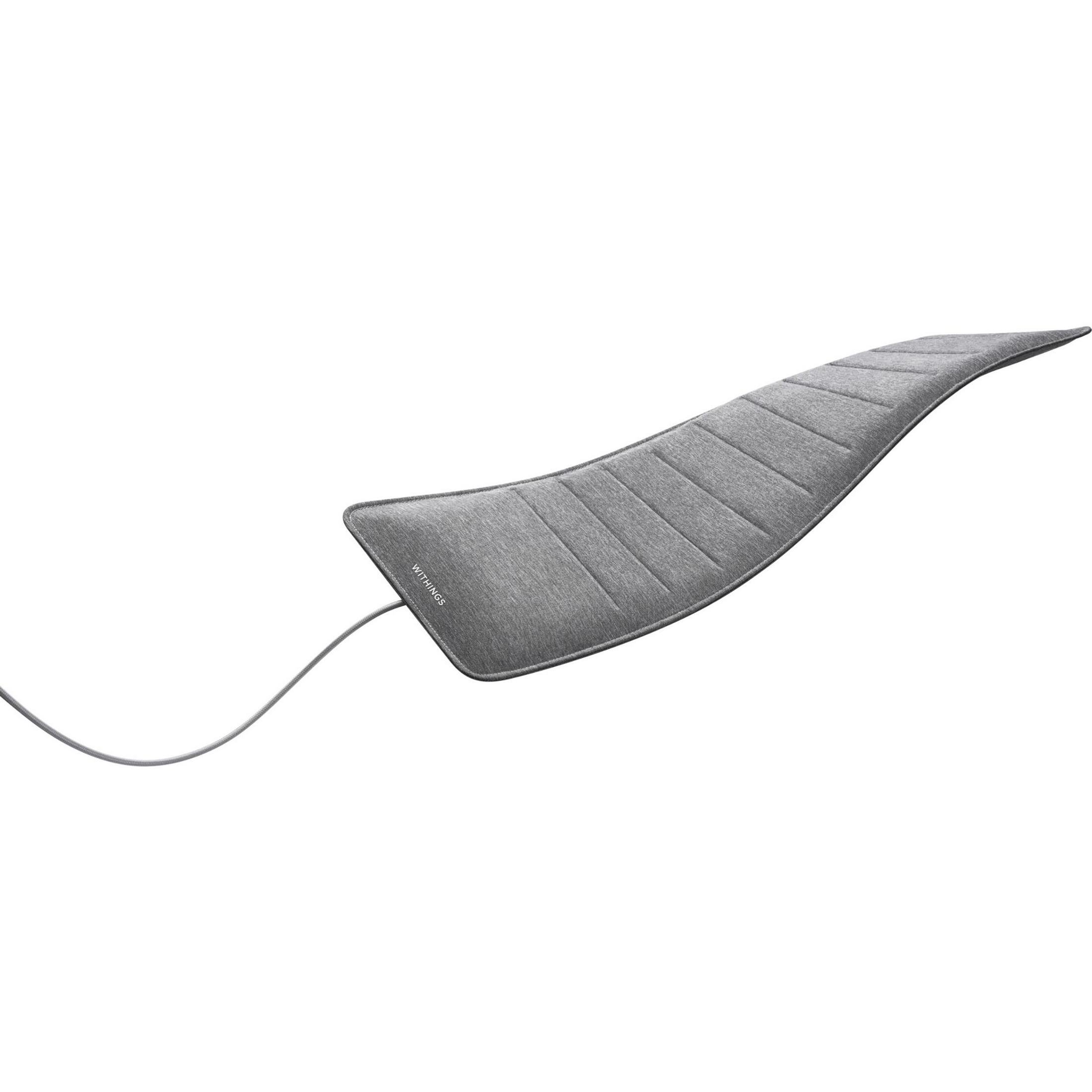 Materassino per dormire Withings grigio con cavo. Sfondo bianco.