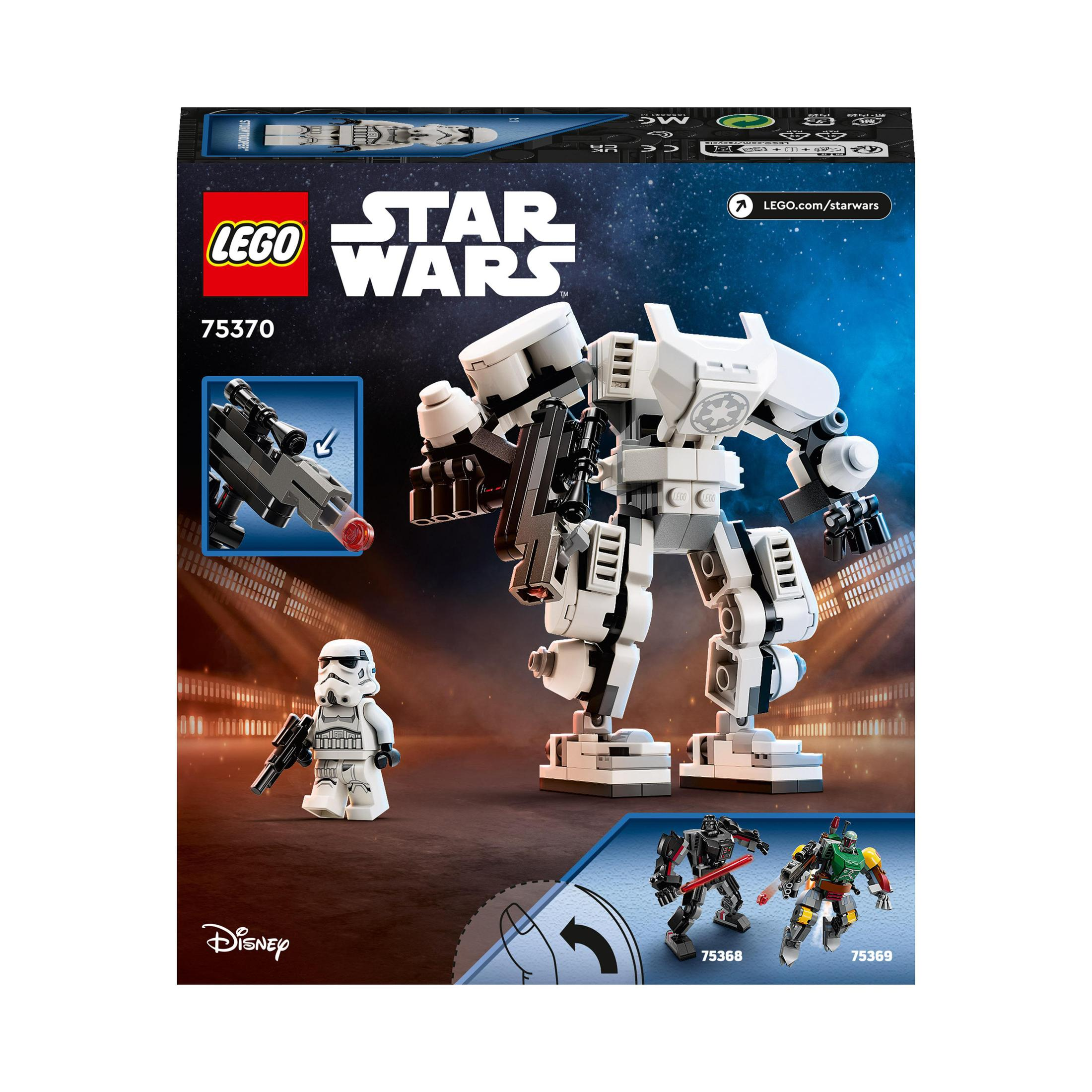 Robot, şok askeri ve minyatür figürlerle Lego Star Wars kutusu.