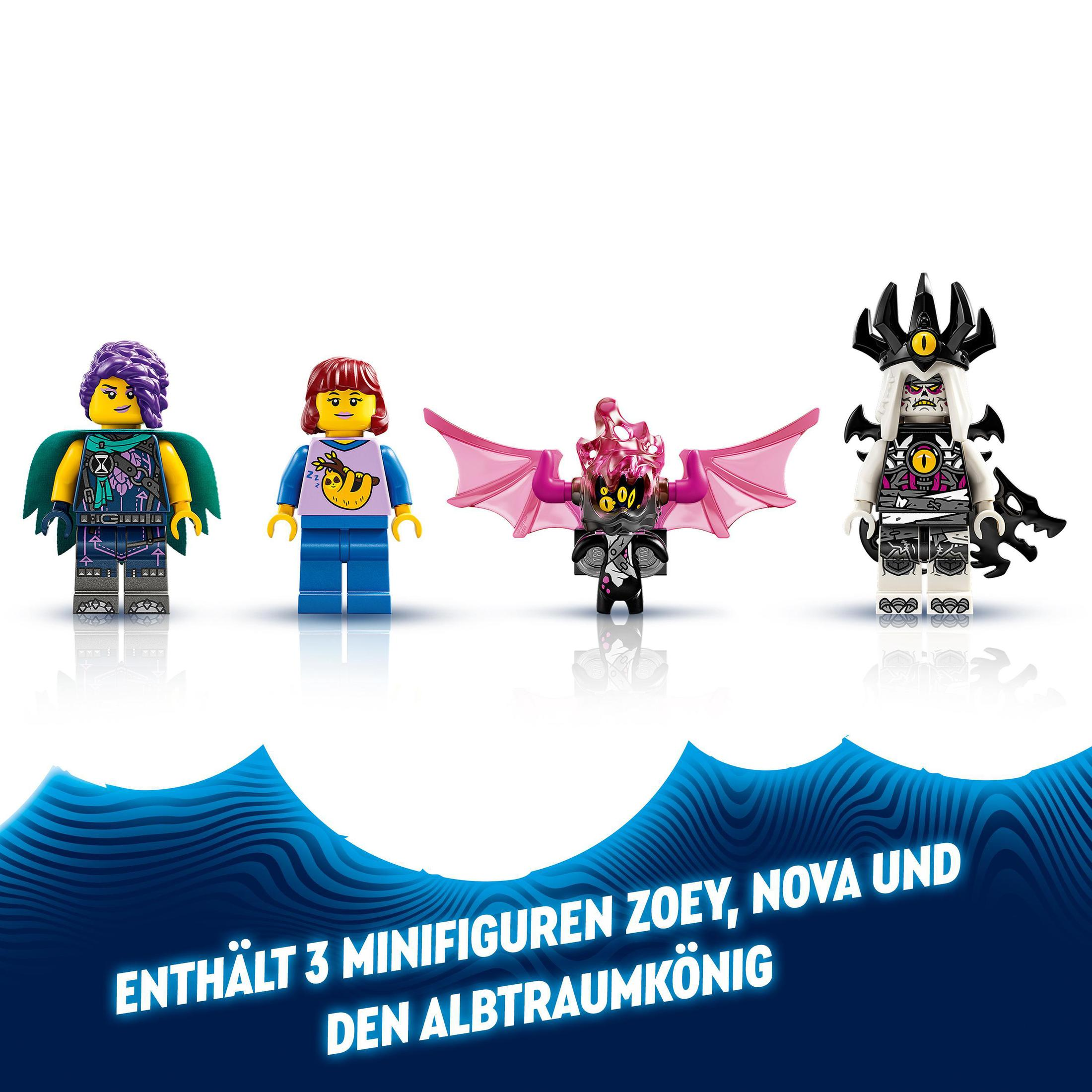 LEGO-minifiguren. Vier figuren, waaronder een meisje, een jongen en twee fantasiefiguren.