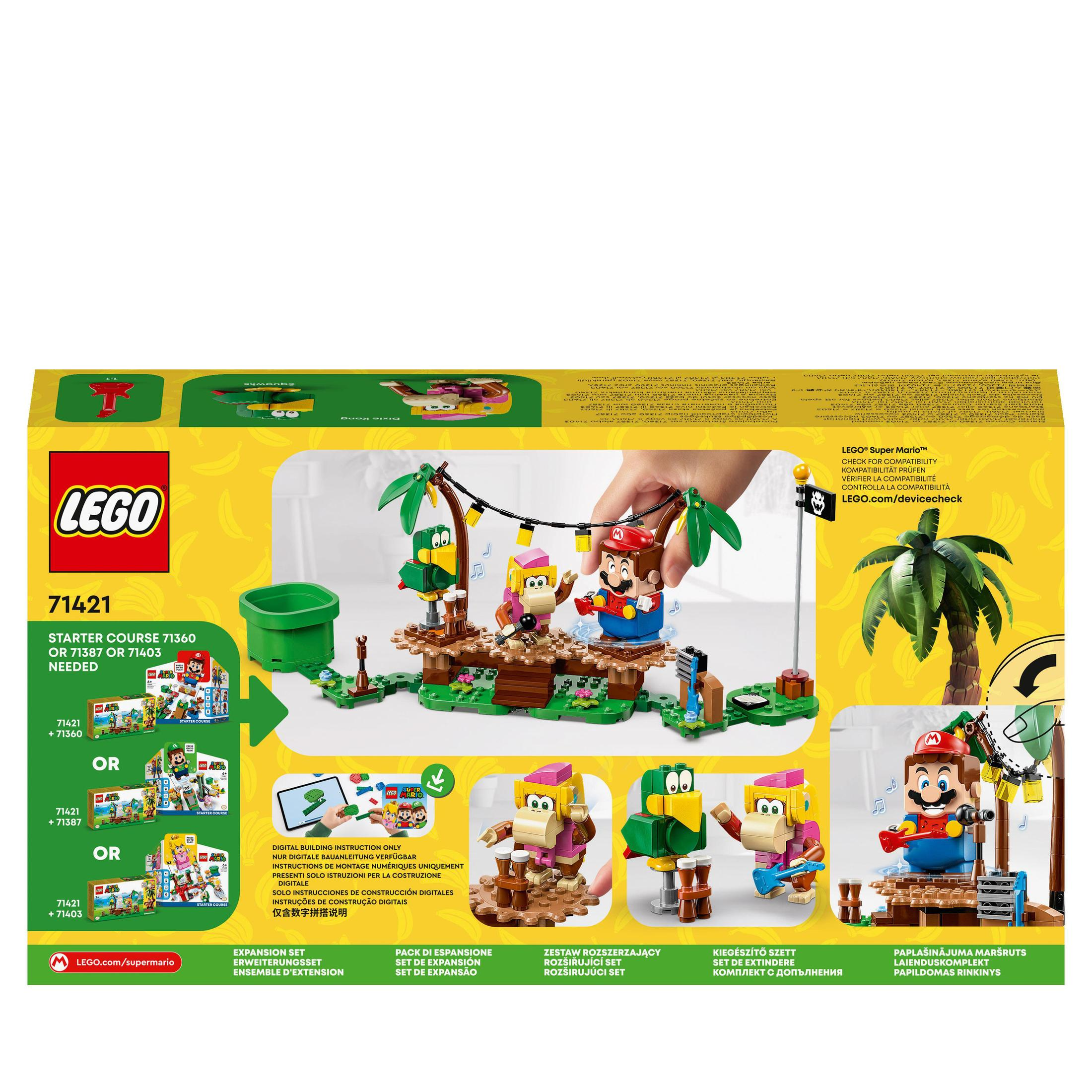LEGO-doos met Mario-figuren op een speelset.