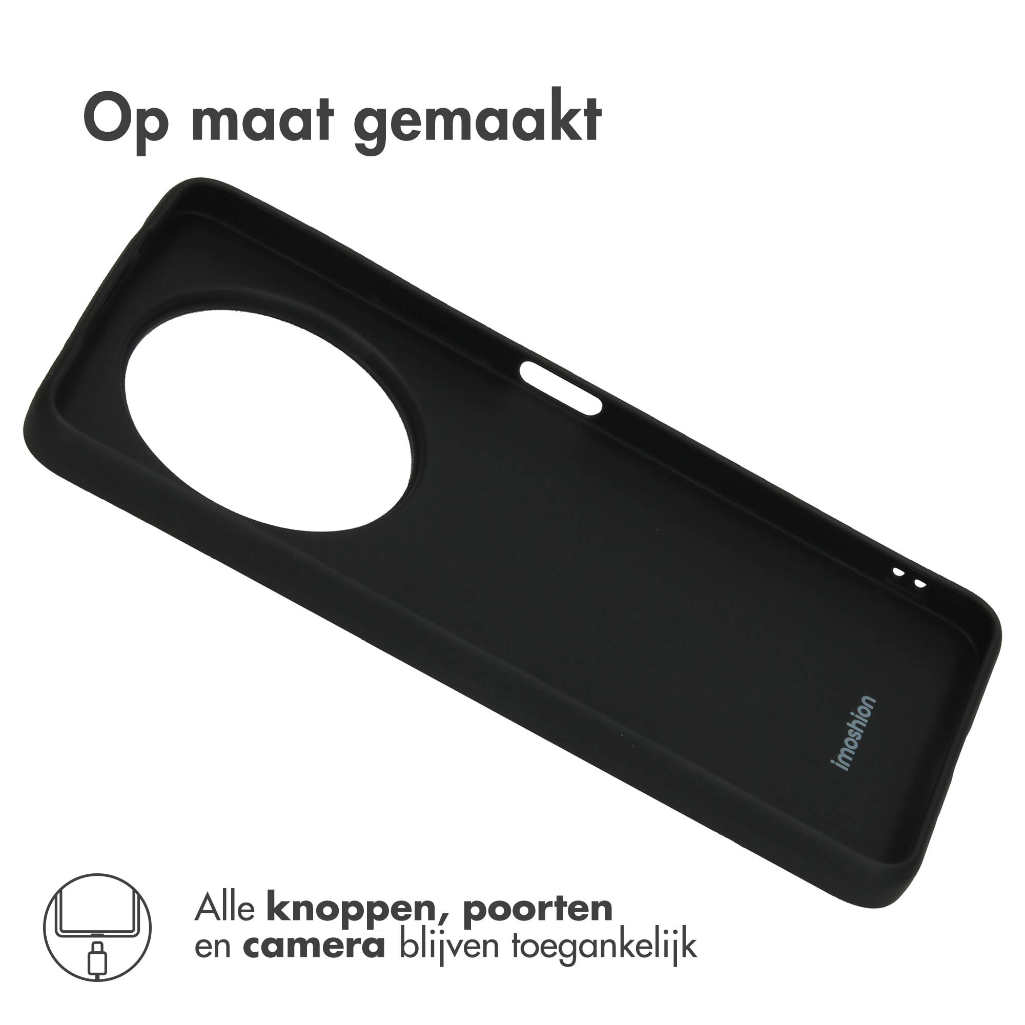 Coque de téléphone noire avec découpes pour appareil photo et ports.