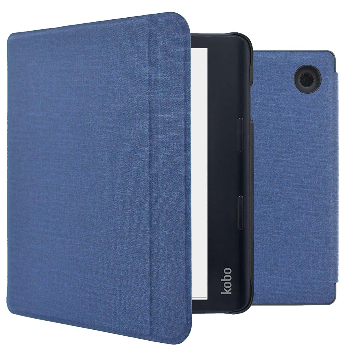 IMOSHION Canvas Sleepcover Bookcase met stand E-reader hoesje voor Kobo,Tolino Kobo Sage, Tolino Epos 3 Donkerblauw