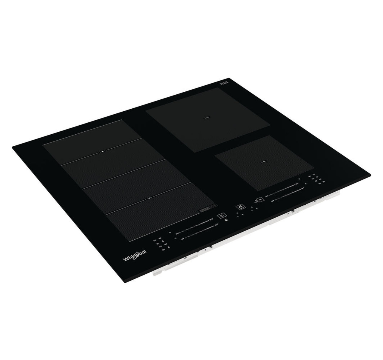 Table de cuisson à induction noire avec quatre zones de cuisson.