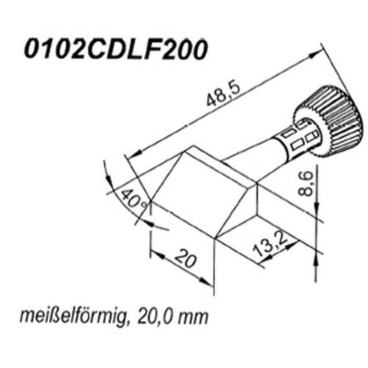 Technische Zeichnung mit Abmessungen einer Metallkomponente. Die Komponente ist in schwarzen Linien dargestellt.