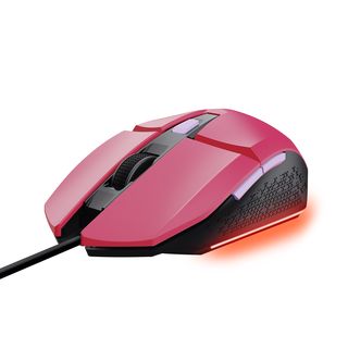 TRUST GXT 109P Felox Gaming Maus, Mehrfarbige LED-Beleuchtung, 200-6400 DPI, USB Kabel 150 cm Gaming-Maus, Rosa