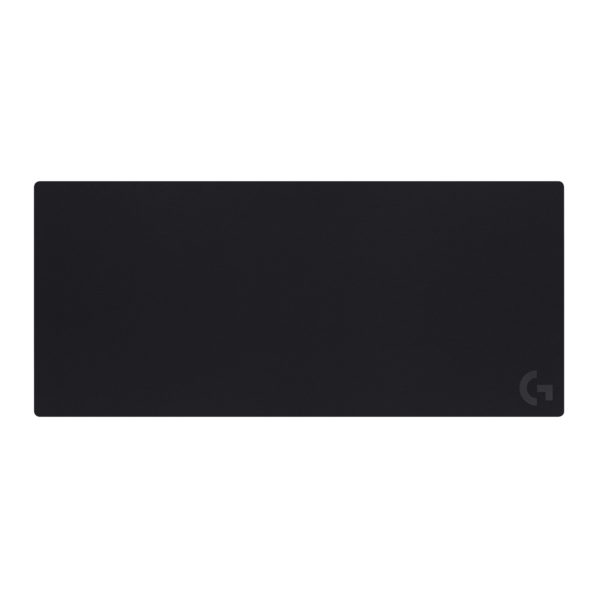 Czarna podkładka pod mysz Logitech z logo 'G' Logitech w prawym dolnym rogu.