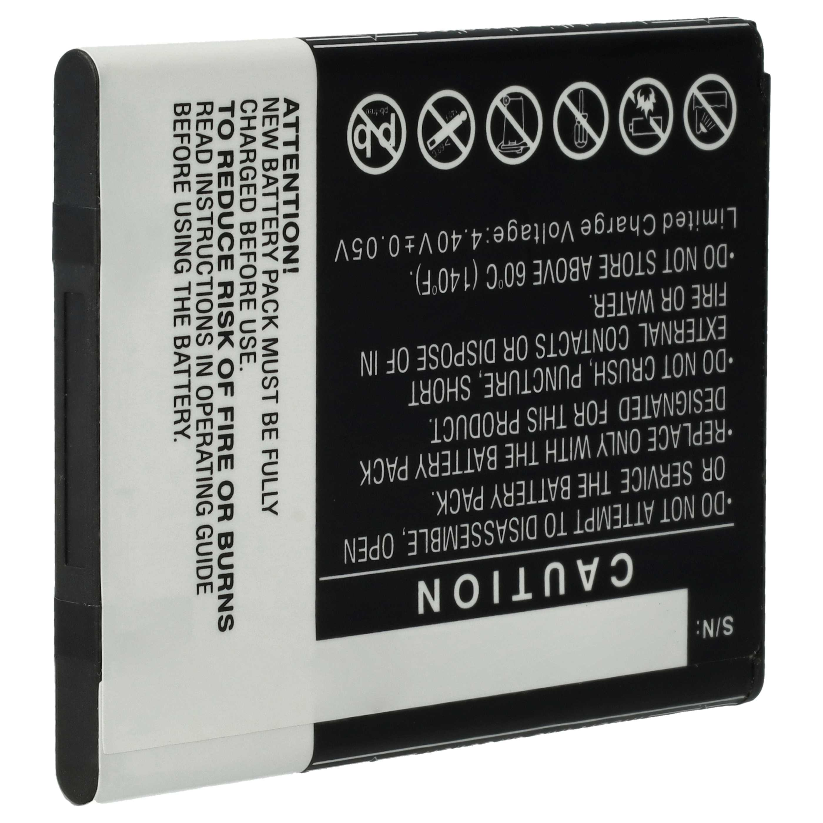 Batterieetikett mit Sicherheitshinweisen: nicht verbrennen, zerlegen. Text auf Englisch und einer anderen Sprache.