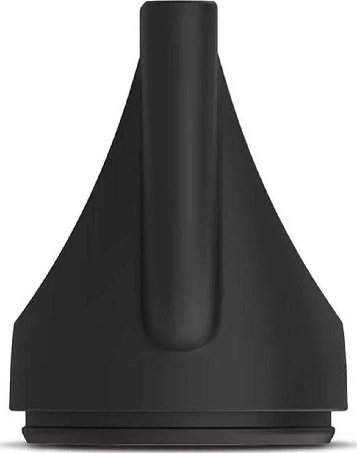 Zbliżenie czarnego urządzenia, dyszy odkurzacza, o trójkątnym kształcie.