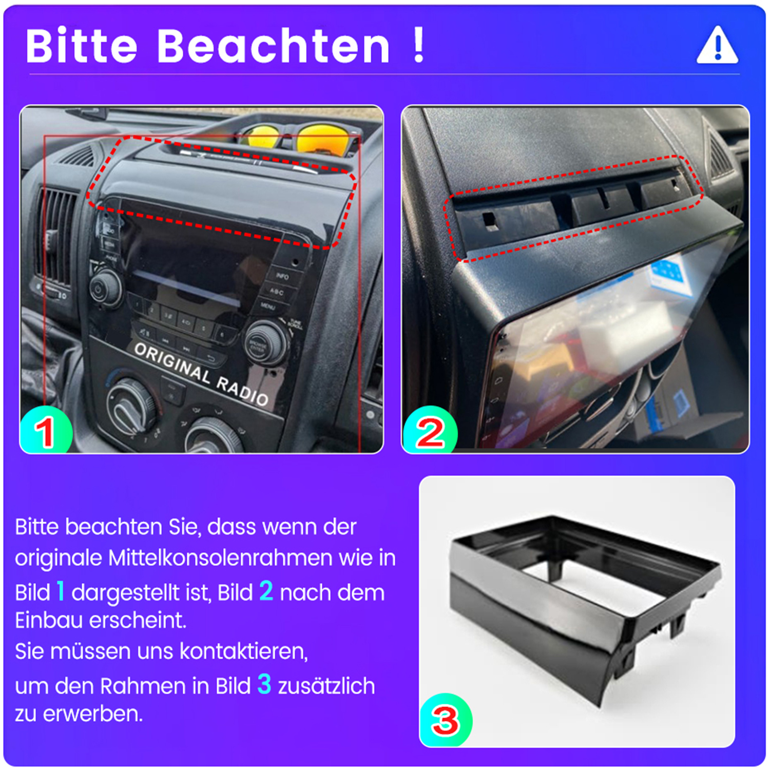 Bild mit Anweisungen und Diagrammen. Zeigt Armaturenbrettmodifikationen und Teile.